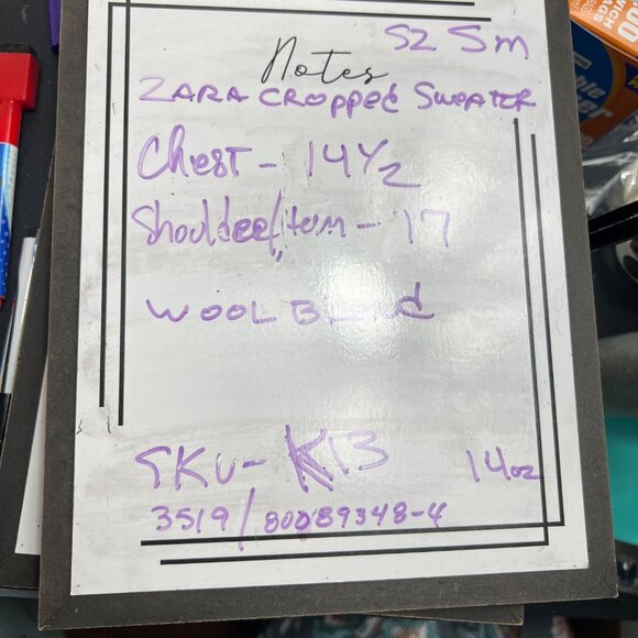 Zara Gray Ribbed Knit Square Neck Cropped Sweater Wool Blend Women's Size Small - Picture 7 of 7